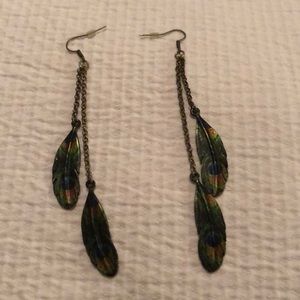 Peacock feather earrings